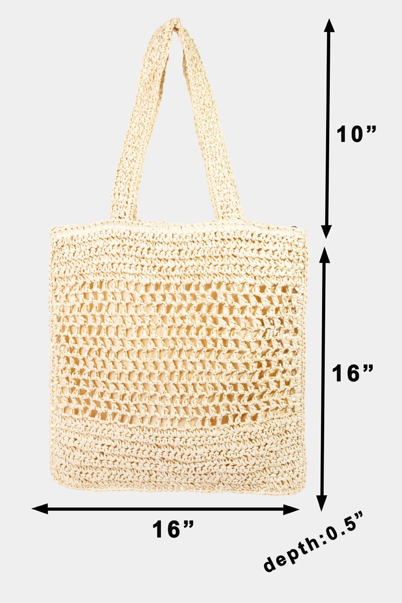 Fame Straw-Paper Crochet Tote Bag - Sustainable fashion choices & A touch of summer style!