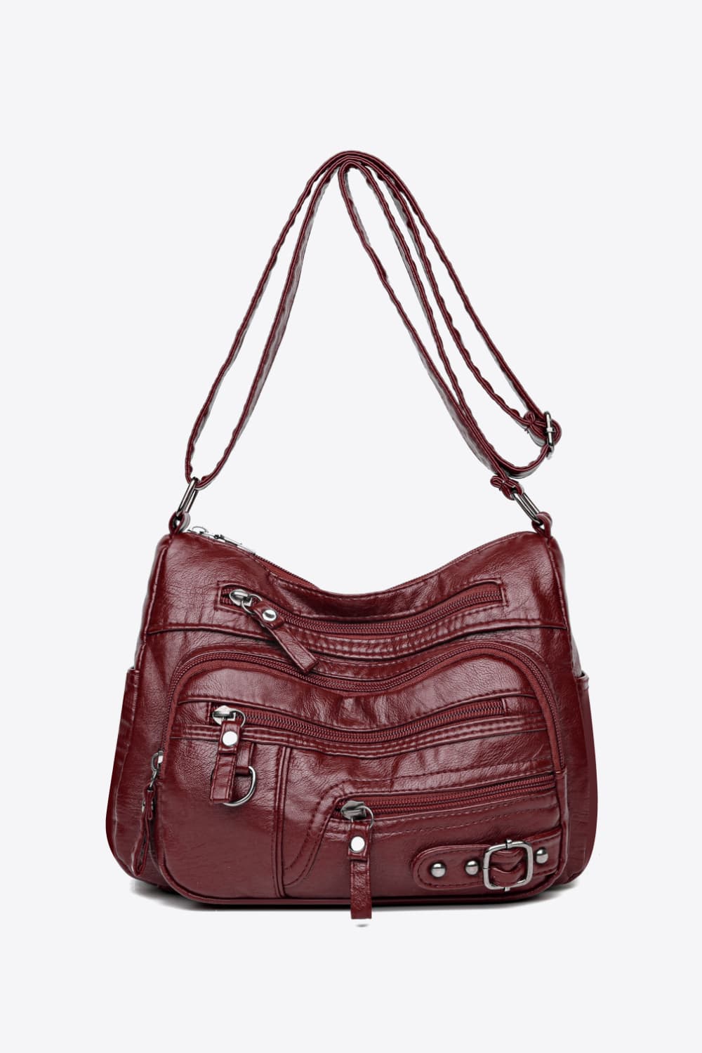 Multi-Pocket Vegan Leather Crossbody Bag - Spacious Yet Sleek!