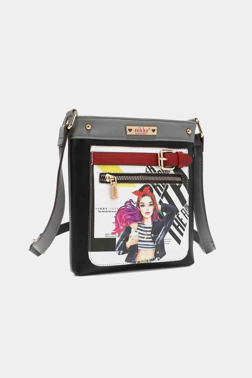 Nicole Lee USA Faux Leather Small-Sized Crossbody Bag Printed Pattern