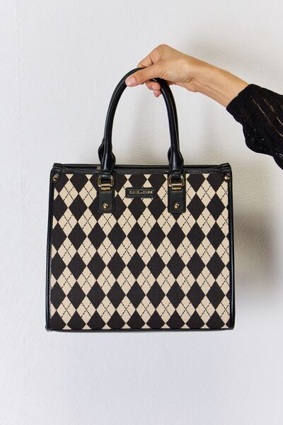 David Jones Argyle Pattern Vegan Leather Handbag - A Touch of Whimsy for the Everyday Woman!