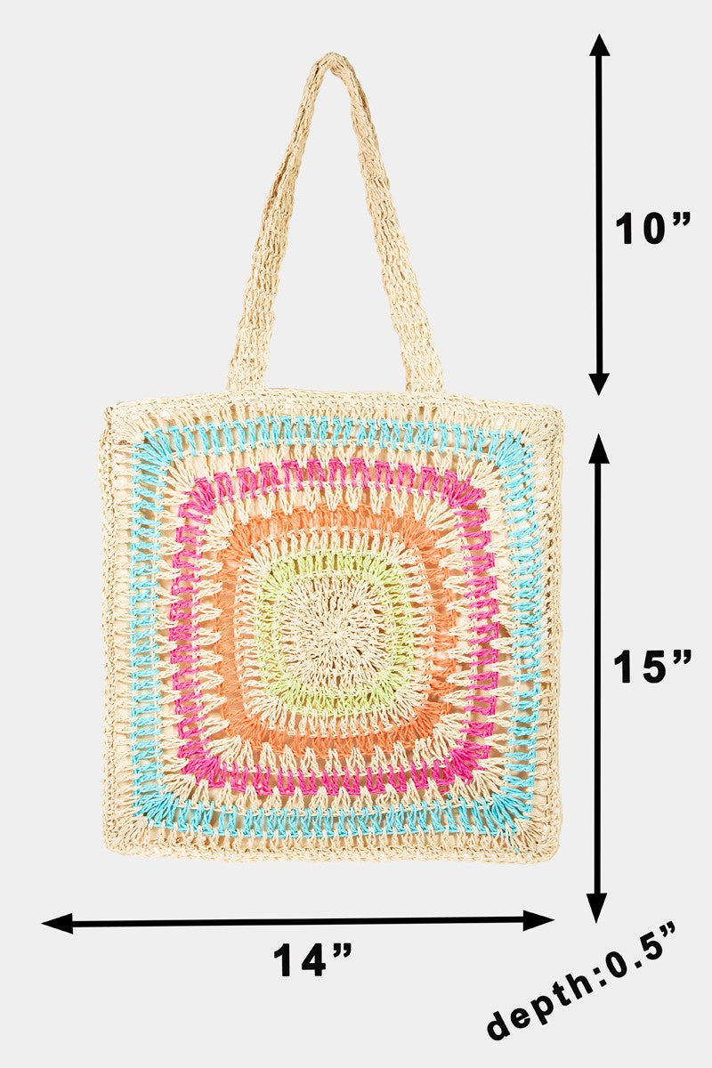 Fame Rainbow Crochet Knit Tote Bag - Carry Sunshine!