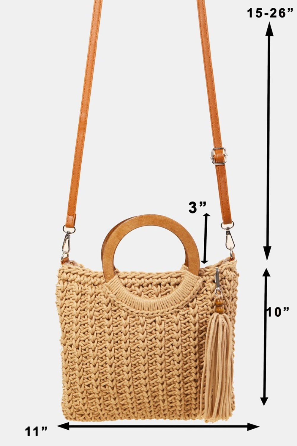 Fame Crochet Knit Convertible Tote Bag with Tassel - Boho Chic Statement!