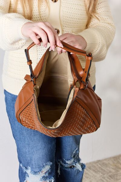 SHOMICO Weaved Vegan Leather Handbag - Textured Elegance Meets Everyday Functionality