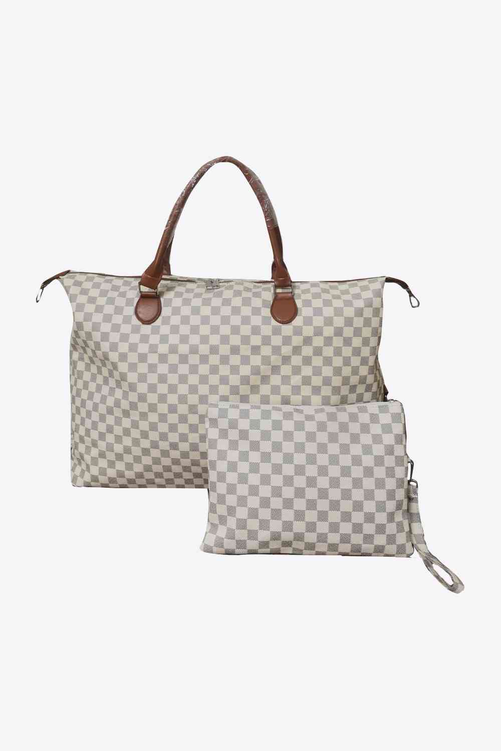 Checkered Two-Piece Tote Bag Set - Professional Polish with Playful Versatility