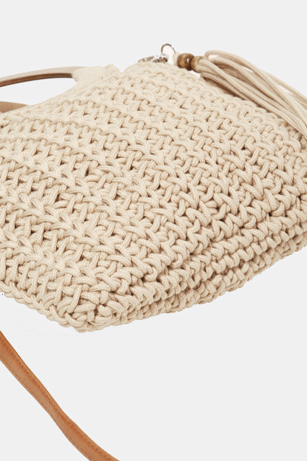 Fame Crochet Knit Convertible Tote Bag with Tassel - Boho Chic Statement!