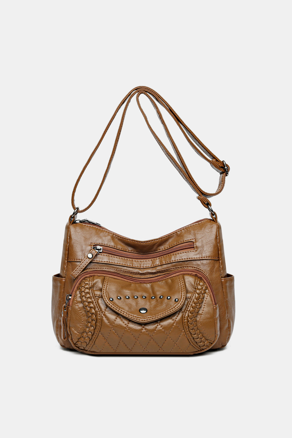 Vegan Leather Stud Detail Shoulder Bag - Edgy Style with Everyday Functionality!