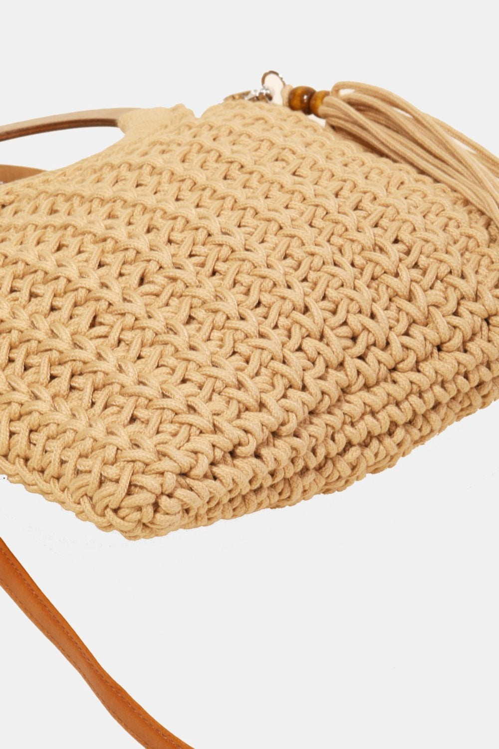 Fame Crochet Knit Convertible Tote Bag with Tassel - Boho Chic Statement!