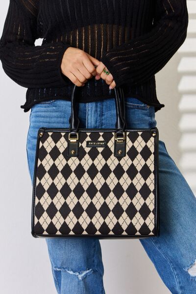 David Jones Argyle Pattern Vegan Leather Handbag - A Touch of Whimsy for the Everyday Woman!