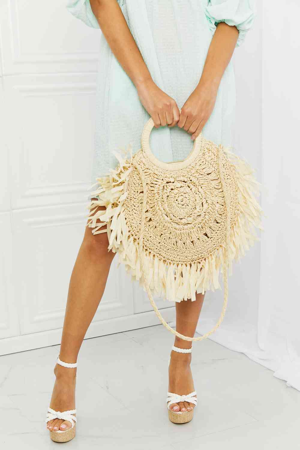 Fame Found My Paradise Straw Shoulder Tote - Effortless Style Meets Beach-Ready Functionality!