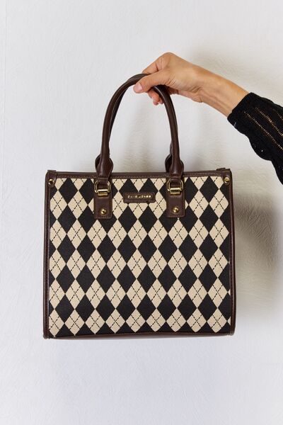 David Jones Argyle Pattern Vegan Leather Handbag - A Touch of Whimsy for the Everyday Woman!