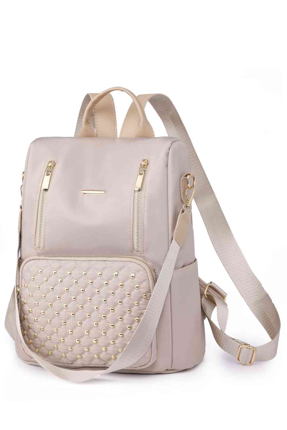 Zipper Pocket Beaded Backpack - Chic escape for the fashionable adventurer