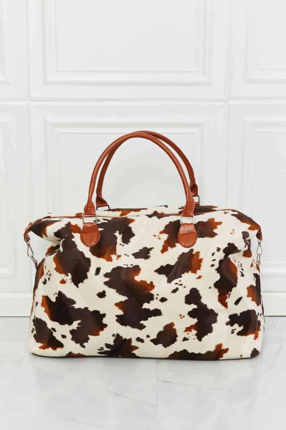 Animal Print Plush Weekender Handbag Medium Sized Leopard Pattern - Wildly Chic Escape