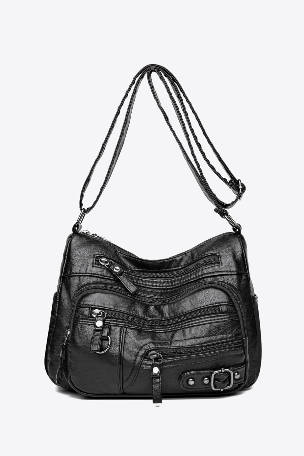 Multi-Pocket Vegan Leather Crossbody Bag - Spacious Yet Sleek!